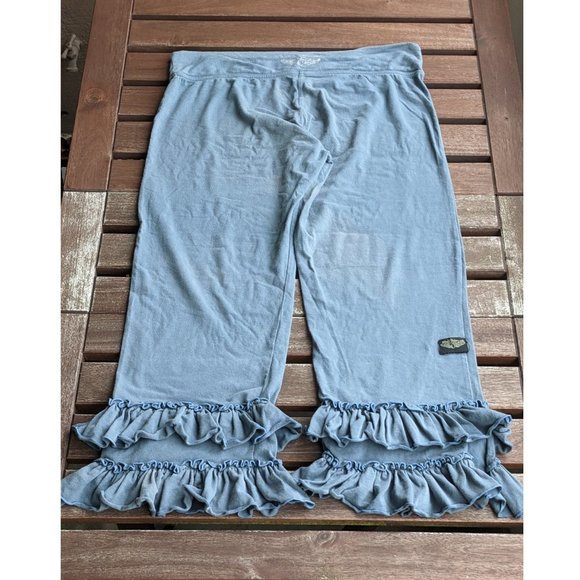 Stylish Blue Ruffle Hem Cropped Pants - Picture 2 of 11